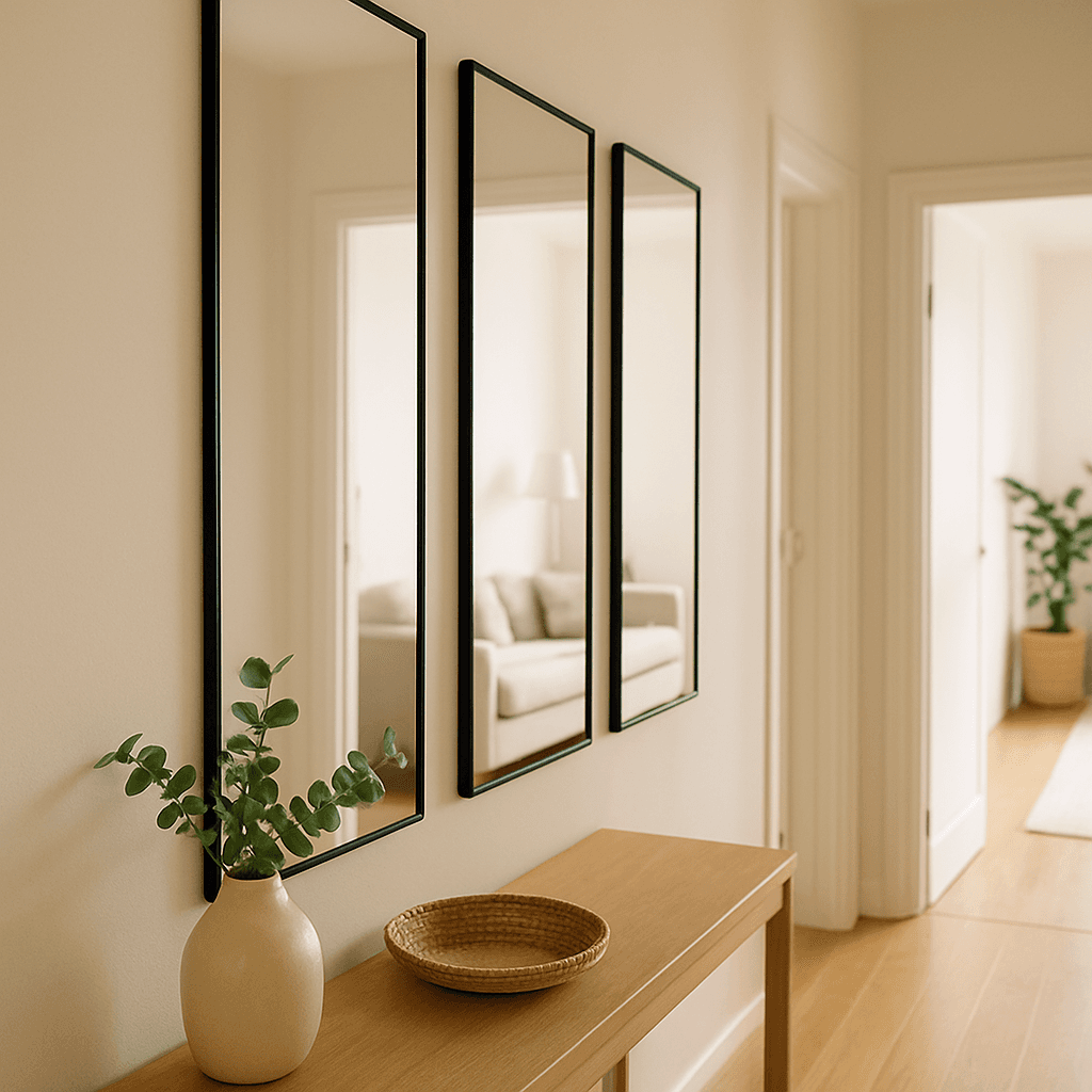 Miroirs en enfilade : agrandir un couloir sans travaux