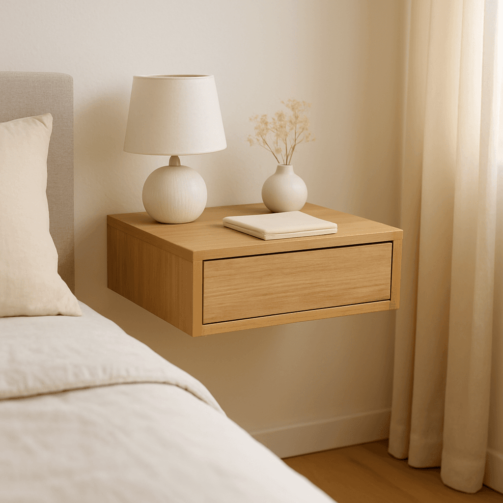 Table de chevet suspendue : gagner de la place sans percer